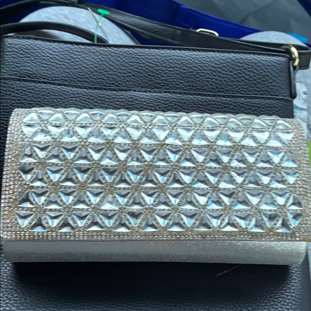 Gunne Sax Silver‎ Crystal Embellished Clutch